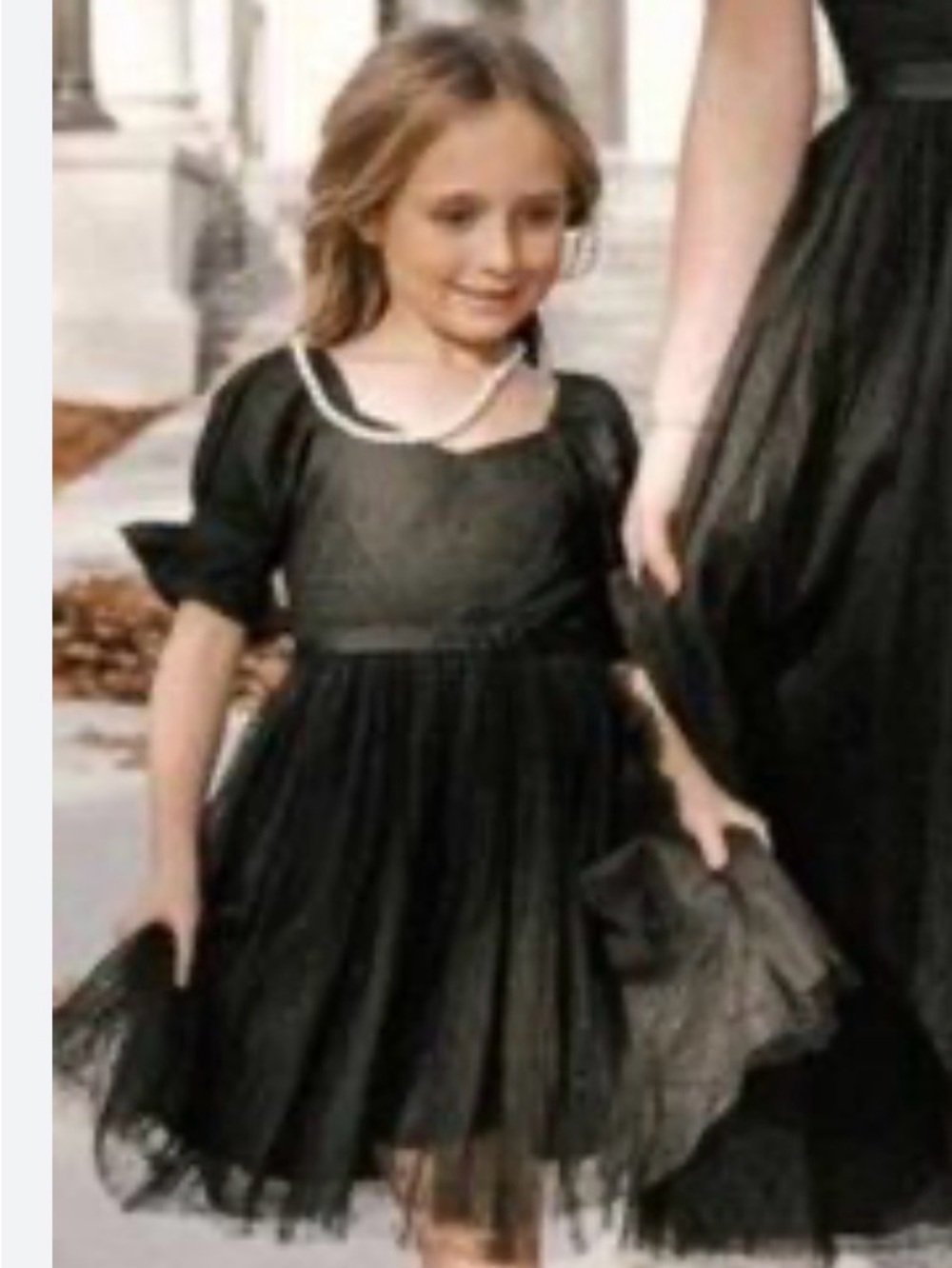 Ivy City Co Black Tulle Party Dress with Puff Sleeves